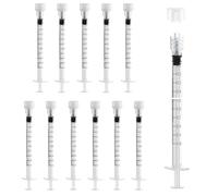 12 Pack luer lock syringe 1ml, Plastic Syringe with Cap, Syringes without Needle, Syringe Luer Lock for Science Labs, Glue Applicator, Feeding Pets, Measuring Liquids, Individually Sterile Sealed