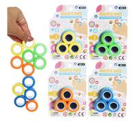 12 Pack Magnetic Fidget Rings Set - Multi-Coloured Sensory Finger Rings for Stress & Anxiety Relief - Portable Spinning ADHD Magnet Toys for Work, School and Home - Assorted Colours Sensory Gift