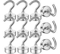 12 Pack Magnetic Hooks, 22 lb+ Pull Strong Neodymium Magnet Hooks, Strong Magnet for Fridge, for Calendar, Hangers for Ship, for Hanging, Towel, Kitchen, Bathroom