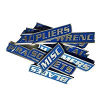 12 Pack Magnetic Toolbox Labels, 3D Printed Tool Box Labels Magnet, Reusable Drawer Organization Tags, Quick Identifying Tool for Steel Carts Drawers Cabinets(Blue)