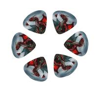 12 Pack Majestic Red Dragon Guitar Picks, Bass Electric Acoustic Guitar Ukulele Accessories Includes Thin Medium Heavy Guitar Picks Plectrums with Organizer Storage Box