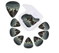 12 Pack Many Zombie Guitar Picks with Organizer Storage Box, 3 Different Thickness Celluloid Guitar Pick Abstract Art Pics Plectrum for Acoustic Electric Guitar, Ukulele, Bass