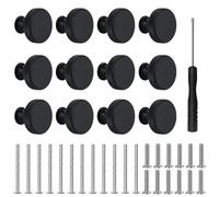 12 Pack Matte Black Cabinet Knobs,Brushed Satin Nickel Door Knobs,Single Hole Cabinet Pulls 1.2 Inch Diameter Round Drawer Knob and Pulls for Drawer Dresser,Cupboard and Wardrobe-Hardware Handles