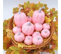 12 Pack Matte Foam Pumpkins Assorted Sizes Soft Colours