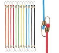 12 Pack Mini Bungee Cords with Hooks, 10 Inch Short Bungee Cord Multicolor Rubber Bungees Straps for Bikes, Camping, Tools, Tarps and Cargo, Hang Christmas Ornaments（6 Colors）