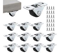 12 Pack Mini Caster Wheels, 0.5 Inch Rubber Rolling Wheels Low Profile Castors for Furniture with Steel Top Plate Silent Castor Wheel for Small Appliances Carts Luggage