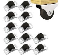 12 Pack Mini Caster Wheels - Small Rubber Rolling Self Adhesive Metal Fixed Plate Low Profile Casters for Small Appliances Furniture DIY Project