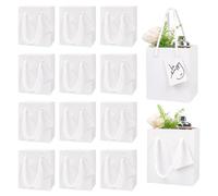 12 Pack Mini Gift Bags with Handles, 4 x 2.75 x 4.5 Inches White Gift Bags Extra Small with Gift Tags