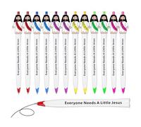 12 Pack Mini Jesus Figures Ballpoint Pen - Religious No Bleed Pens Everyone Needs a Little Jesus Pen, Christian Desk Accessories, Jesus Easter Basket Stuffers for Christian Party Favors (12pcs)