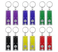 12 Pack Mini Keychain Flashlight, Ultra Bright LED Pocket Torch with Key Ring, Flat Small EDC Lights for Outdoor Camping, Dog Walking, Emergency Lighting, Portable Flashlights, 6 Colors of Shells