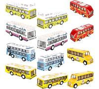 12 Pack Mini School Bus Toys Cars Small Friction Powered School Bus Little Die Cast Metal Pull Back City Bus with Opening Doors for Education Birthday Gift