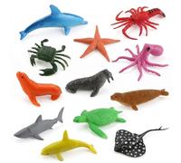 12 Pack Mini Sea Animal Toys for Kids, Realistic Ocean Creatures Figures, Plastic Animals Marine Life Bath Toys, Educational Party Favors for Toddlers Children Boys Girls (Sea animals 2)