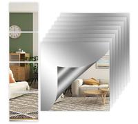 12 Pack Mirror Tiles, Acrylic Mirrors Stickers for Walls, 20cm HD Mirror DIY Tiles, Adhesive Stick on Mirrors for Wall Bathroom, Looking Glass Stick On Makeup Home, Workout, Gym, Hallway, DIY Match