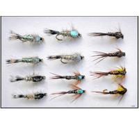 12 Pack Mixed Pheasant Tail and Hares Ear, Choice of Sizes, fly fishing (12, 12)