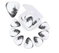 12 Pack Moon Pine Tree Guitar Picks with Organizer Storage Box, 3 Different Thickness Celluloid Plectrums for Acoustic Guitar, Bass, Ukulele, Includes 0.46mm, 0.71mm, 0.96mm