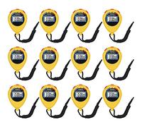 12 Pack Multi-Function Electronic Digital Sport Stopwatch Timer, Large Display with Date Time and Alarm Function,Suitable for Sports Coaches Fitness Coaches and Referees (Yellow)