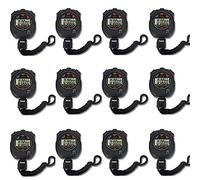 12 pack Multi-function Electronic Digital Sport Stopwatch Timer, Large Display with Date Time and Alarm Function,suitable for Sports Coaches Fitness Coaches and Referees