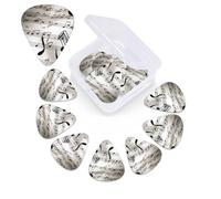 12 Pack Music Notes Print Guitar Picks with Organizer Storage Box, 3 Different Thickness Celluloid Guitar Pick Abstract Art Pics Plectrum for Acoustic Electric Guitar, Ukulele, Bass