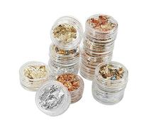 12 Pack Nail Art Foil Leaf Silver Gold Copper Flakes Chunky Glitter Body Decor Makeup Palette Sequins for Shining Flakes Decorations Temporary Tattoo Hena Metallic Holographic Wrap