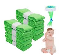 12 Pack Nappy Bin Refill Cassettes, Universal Nappy Disposal Bags, Diaper Pail Refill Bags Suitable for Baby Diaper Bucket Nappy Bin (Green)
