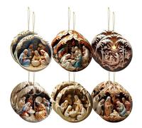 12 Pack Nativity Scene Ornaments - 3.15'' Diameter & Gifts Boxed Keepsake | Christmas Tree Nativity Scene Hanging Ornaments, The Birth of Jesus Decor, Religious Gifts for Christian & Family (A)