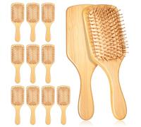 12-Pack Natural Bamboo Hair Brushes for Scalp Massage & Detangling, Anti-Static Wooden Paddle Brush with Ergonomic Handle and Bamboo Bristles, DIY Engraving Gifts for Women/Men/Kids, All Hair Types