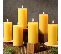 12 Pack Natural Beeswax Pillar Candles,100% Pure Beeswax Candles-420 Hours Long Burning,Unscented Bees Wax Candle for Home,Prayer,Emergency,Dripless Smokeless Organic Pillar Candle