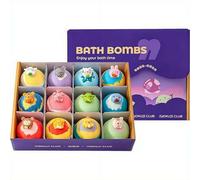 12-Pack Natural Organic Bath Bomb Gift Set, Plant Extract Essential Oil Fizzies with Hidden Surprise Figures, Colorful High-Foam Moisturizing Bombs for Kids Dry Skin & Gifting