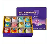 12-Pack Natural Organic Bath Bomb Gift Set, Plant Extract Essential Oil Fizzies with Hidden Surprise Figures, Colorful High-Foam Moisturizing Bombs for Kids Dry Skin & Gifting