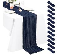 12 Pack Navy Blue Cheesecloth Table Runner, 10Ft Boho Gauze Table Runners 21×120 Inch Rustic Romantic Long Table Runner for Wedding Party Bridal Shower Christmas Decoration
