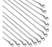 12 Pack Necklace Chains 20 Inches Stainless Steel Snake Chain Necklace with Lobster Clasps for DIY Jewelry Making, 1.2 mm