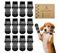 12-Pack Non-Slip Dog Socks to Prevent Licking Paws - Double-Sided Grippy Paw Protectors for Hardwood Floors, Hot Pavement & Snow, Traction Booties for Small, Medium, Large & Senior Dogs, (Medium)
