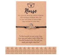12 Pack Nurse Bracelets for Women, Nurses Week Gifts Bulk, Adjustable Graduation Bracelet for Her with Appreciation Card, Nursing Graduation Gifts for Medical Assistant, 5 UK, no gemstone