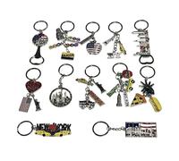 12 Pack NYC Multicolor Souvenir Collection New York Metal Keychain Ring Bundle Bulk Includes 2pc Bottle Opener, Empire State, And More.… (multicolor)