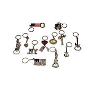 12 Pack NYC Silver Souvenir Collection New York Metal Keychain Ring Bundle Bulk Includes 5pc Bottle Opener, Empire State, Freedom Tower, Statue Of Liberty USA Flag,NY Cab, Red & Blue, Mini