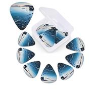12 Pack Ocean Rock Print Guitar Picks with Custom Organizer Storage Box, Guitar Accessories, Ukulele for Acoustic Guitar, Bass, St. Day Gift