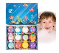 12 Pack Ocean Toy Bath Salt Ball Sleeve Box Bath Bombs, 2026 New Bath Bombs with Surprise Spring and Ocean Inside, an Ordinary Tub Into an Exciting Treasure Hunt (Blue)