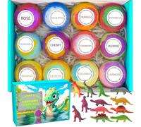 12 pack of bath bombs for kids with surprise toy inside, fun educational toy Dino Fizzy Balls w/Rich Bubbles, organic dinosaur bath bomb gift set, kids Bubble Bath Dino Egg for Kids 3 4 5 6 7 8 9 Year
