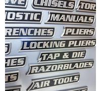 12 Pack of Magnetic Toolbox Labels, 3D-Printed Tool Box Labels, 3D Reusable Label, General Tool Box Organize Accessories, Reusable Tags for Steel Toolboxes, Carts, Drawers, and Cabinets (Black)