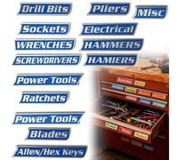 12 Pack of Magnetic Toolbox Labels, 3D-Printed Tool Box Labels, General Tool Bo-x Organize Accessories, Drawer Tags, Quick Identifying Tools Boxes, Reusable Tags for Steel Toolboxes, Carts, Drawers