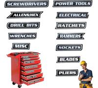 12 Pack of Magnetic Toolbox Labels, 3D-Printed Tool Box Labels, General Tool Box Organize Accessories, Reusable Labels