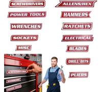 12 Pack of Magnetic Toolbox Labels, 3D-Printed Tool Box Labels, General Tool Box Organize Accessories, Reusable Labels