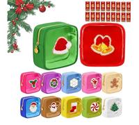 12-Pack of Mini Christmas Zipper Pouches, Chenille Makeup Pouches with Zipper, Waterproof Reusable Xmas Gift Bag, for Xmas, New Year, Parties & Events0 (12PCS-B)