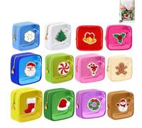 12-Pack of Mini Christmas Zipper Pouches,Reusable Waterproof Nylon Makeup Bags,Chenille Patch Zipper Pouches,for Makeup, Cosmetic Little Things, Perfect for Xmas, New Year, Parties & Events (12)