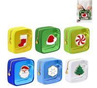 12-Pack of Mini Christmas Zipper Pouches,Reusable Waterproof Nylon Makeup Bags,Chenille Patch Zipper Pouches,for Makeup, Cosmetic Little Things, Perfect for Xmas, New Year, Parties & Events (A6)