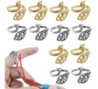 12 Pack Peacock Crochet Rings Adjustable Tension Ring Knitting Rings Crochet Rings Finger Faster Knitting for Finger Crochet Companion Rings