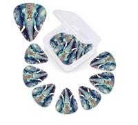 12 Pack Peacock Feathers Elephant Guitar Picks with Organizer Storage Box, 3 Different Thickness Celluloid Plectrums for Acoustic Guitar, Bass, Ukulele, Includes 0.46mm, 0.71mm, 0.96mm