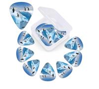 12 Pack Penguins On The Iceberg Guitar Picks with Organizer Storage Box, 3 Different Thickness Celluloid Guitar Pick Abstract Art Pics Plectrum for Acoustic Electric Guitar, Ukulele, Bass