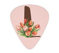 12-Pack Personalised Initial Guitar Plectrums, Custom Pink Letter Guitar Picks Print Name/Words, Cute Electric Guitar Accessories with Box Case, Thin Medium Heavy Thickness for Bass Ukulele, Letter L