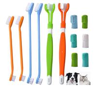 12 Pack Pet Dog Toothbrush, KissDate 2 Triple Head Pet Toothbrushes | 4 Double Head ToothBrush Finger Rubber Toothbrushes Multi-Angle Dental Cleaning Brushes for Dog Cat pet Tooth Dental Health